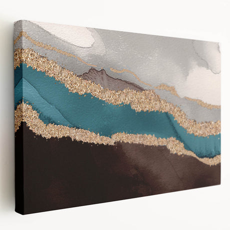 Stretched canvas wall art showcasing an abstract design of colorful strokes and lines, featuring a side view that highlights its textured finish and modern aesthetic. This vibrant piece adds a contemporary touch to any interior decor.