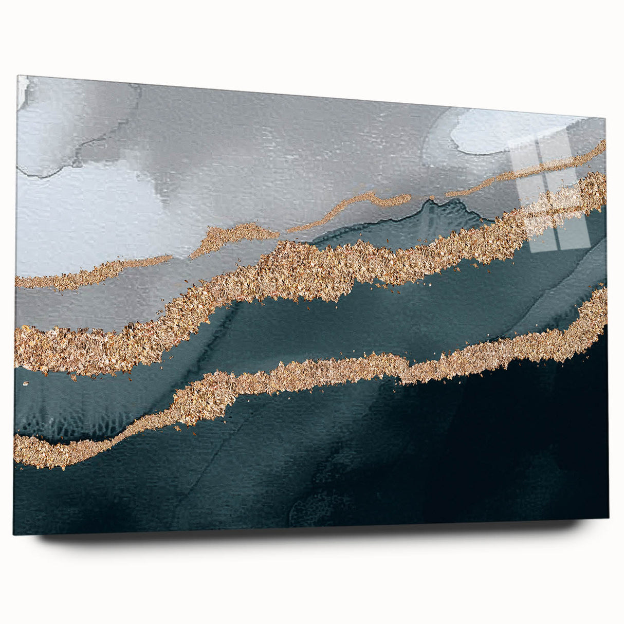 Abstract wall art design showcasing vibrant strokes and lines in bold colors, displayed in a sleek acrylic frame, enhancing modern interior aesthetics.