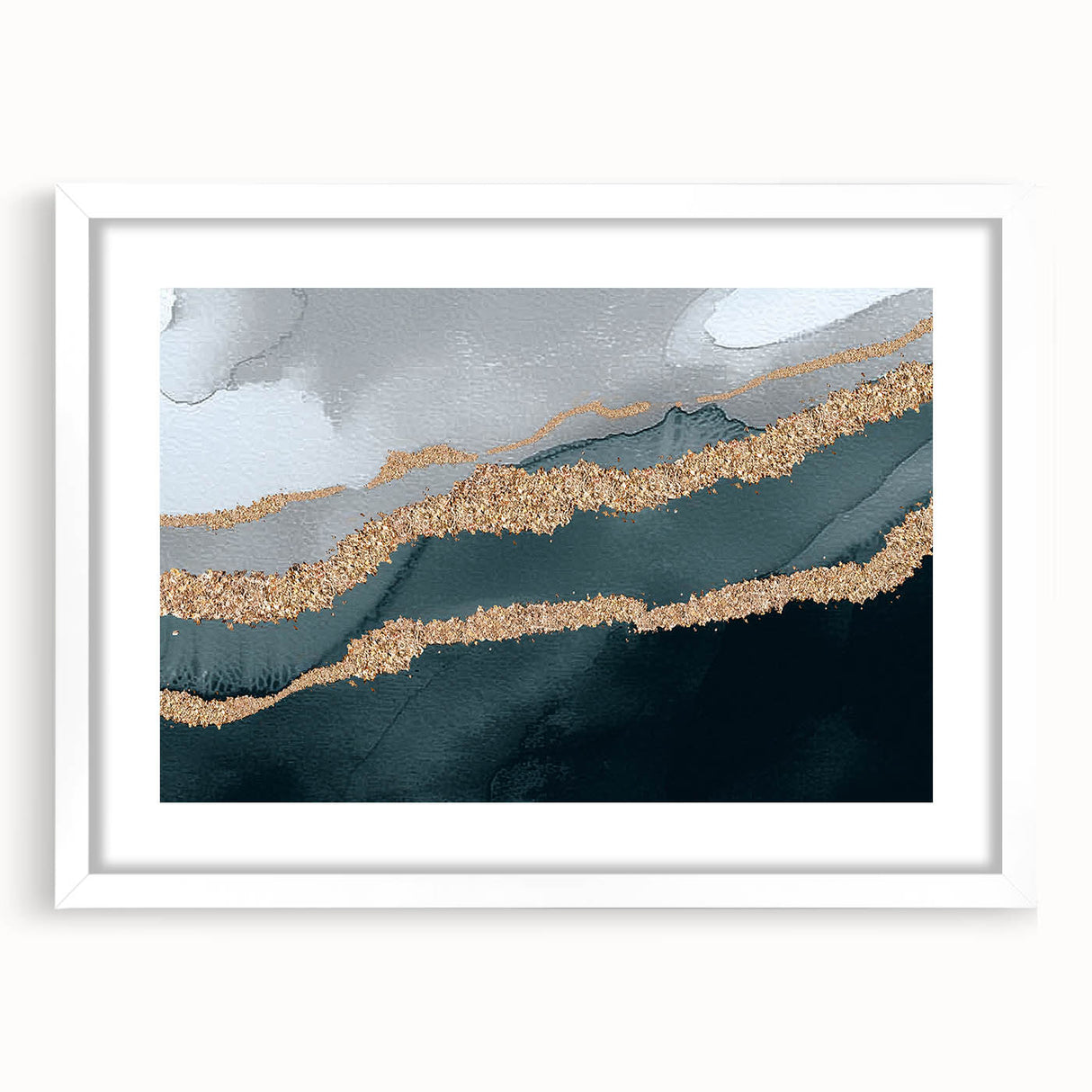 Abstract wall art featuring a collection of vibrant strokes and lines in various colors, framed with a white mat, showcasing a modern artistic design ideal for home decor.