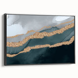 Framed canvas wall art showcasing abstract strokes and lines in a contemporary design, featuring a black frame, perfect for modern home decor.