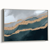 Framed canvas wall art showcasing an abstract strokes and lines design in silver tones, adding a modern touch to home decor. Ideal for living spaces and offices.