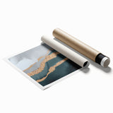 Abstract wall art print showcasing vibrant strokes and lines in a contemporary design, perfect for modern home decor, rolled for easy framing and display.