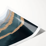 Colorful abstract strokes and lines design on a rolled print, showcasing dynamic shapes and vibrant hues, perfect for modern wall art decoration. The artwork is elegantly packaged in a sturdy cardboard tube for protection during shipping.