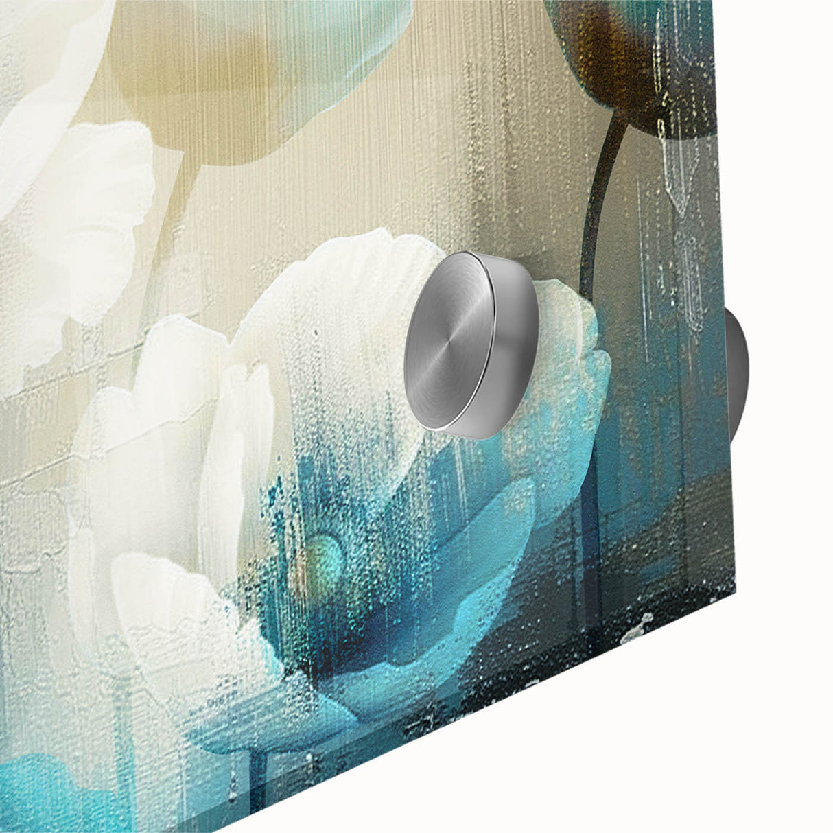 Close-up of an abstract wall art design featuring colorful strokes and lines on acrylic glass, enhancing modern decor with vibrant textures and artistic flair.