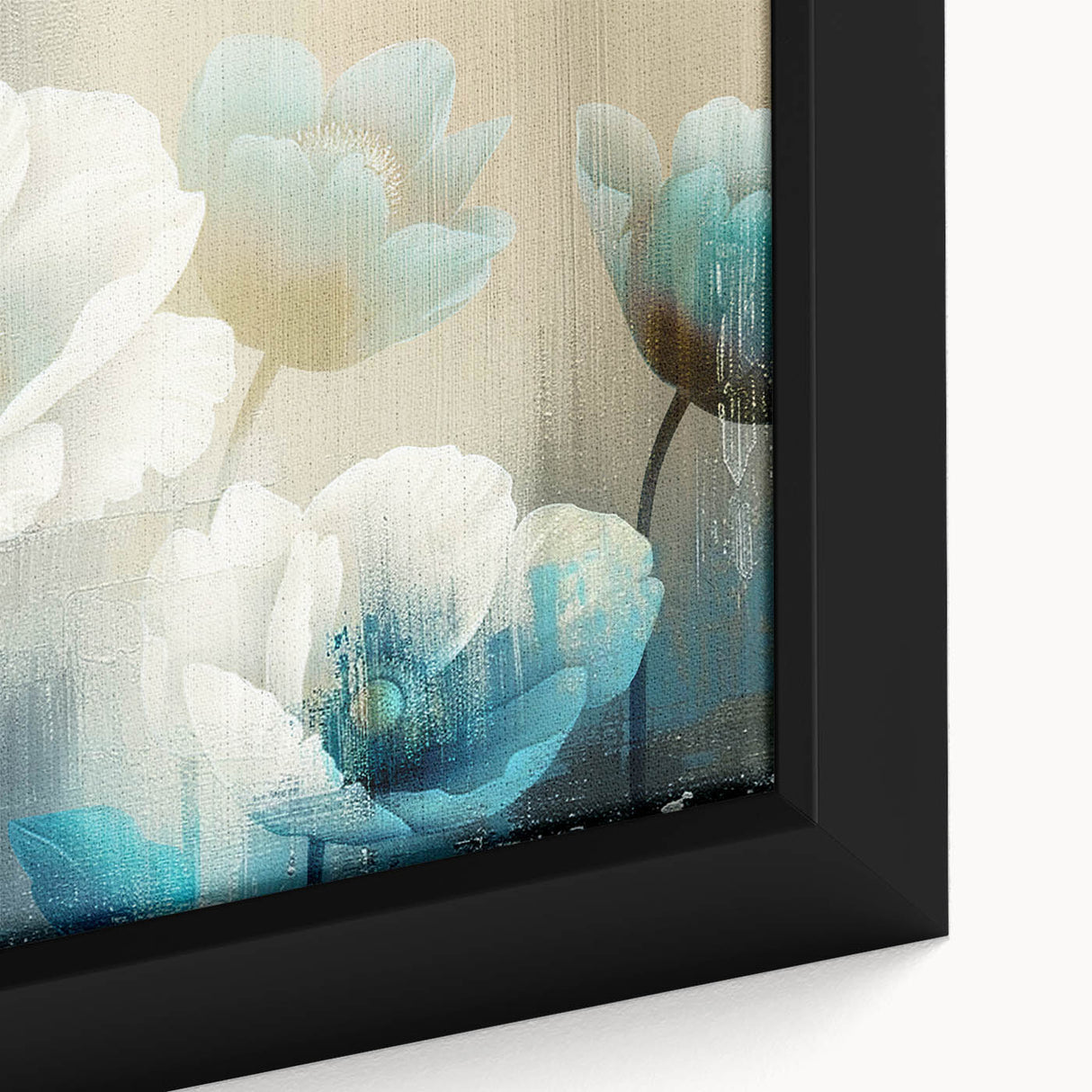 Close-up of an abstract strokes and lines design wall art piece, showcasing vibrant colors and intricate textures on a framed canvas, perfect for modern decor.