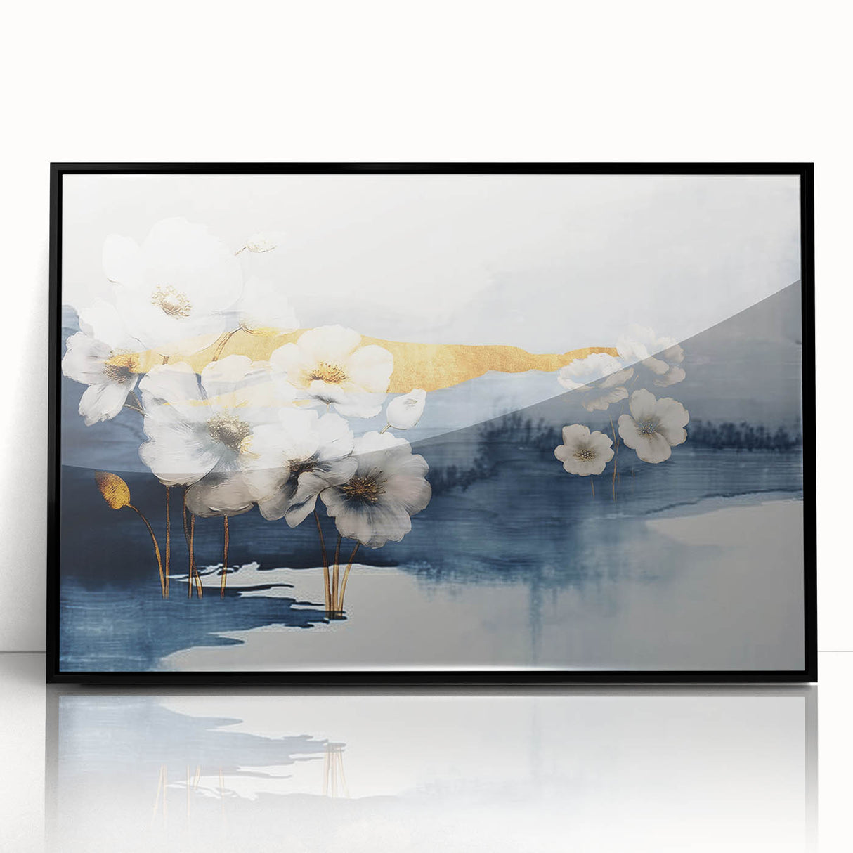 Framed abstract wall art featuring colorful strokes and lines on a black background, designed to enhance modern interiors with a contemporary touch.