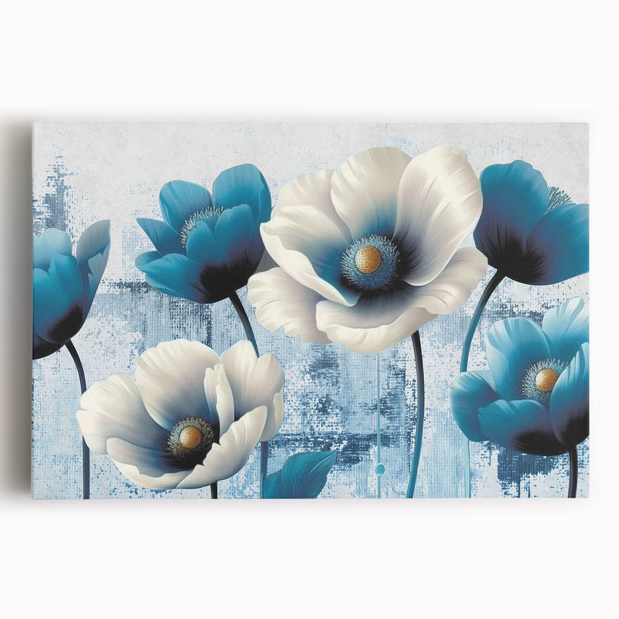 Stretched canvas artwork showcasing an abstract design with colorful strokes and lines, ideal for modern home decor. Perfect for adding a vibrant touch to any room.