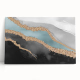 Abstract strokes and lines design on a stretched canvas wall art piece, featuring a blend of vibrant colors and fluid patterns, perfect for modern home decor.