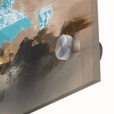 Close-up of a vibrant abstract wall art piece featuring colorful strokes and lines on acrylic glass, showcasing modern artistic design elements perfect for contemporary decor.