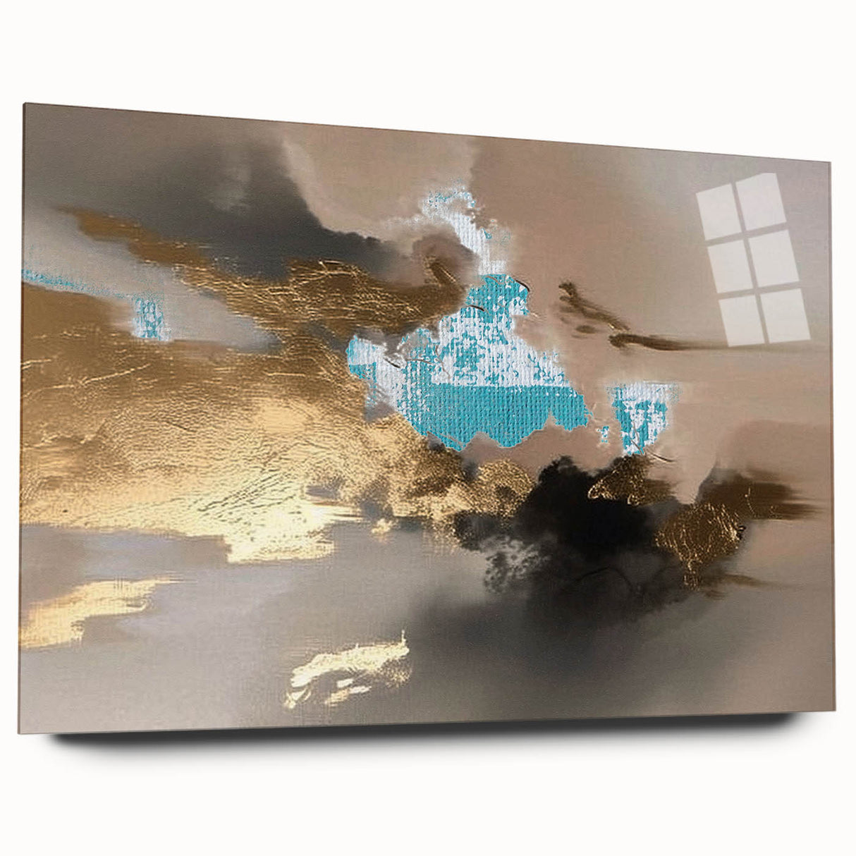 Abstract wall art featuring colorful strokes and lines, designed for modern decor, displayed in a sleek acrylic frame showcasing vibrant colors and artistic flair.