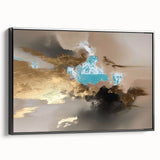 Framed canvas wall art showcasing an abstract design of strokes and lines in black and white, displayed from a side view, perfect for modern decor.