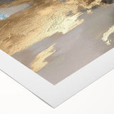 Abstract wall art featuring vibrant strokes and lines in shades of blue, orange, and yellow, showcasing a modern design perfect for contemporary decor.