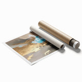 Abstract wall art print showcasing vibrant strokes and lines in a modern design, perfect for contemporary decor, rolled for easy framing and display.