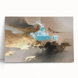 Abstract wall art design showcasing vibrant strokes and lines in bold colors, displayed on a stretched canvas, perfect for modern home decor accents.