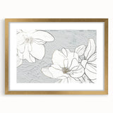 Abstract wall art featuring dynamic strokes and lines in various shades of blue and gold, framed with a stylish mat, showcasing a modern aesthetic for contemporary decor.