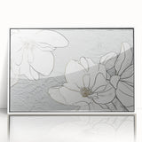 Framed wall art featuring an abstract design of colorful strokes and lines in a modern aesthetic. The piece is presented in a sleek white frame, enhancing its contemporary appeal for interior decor. Perfect for adding a vibrant touch to living spaces or offices.