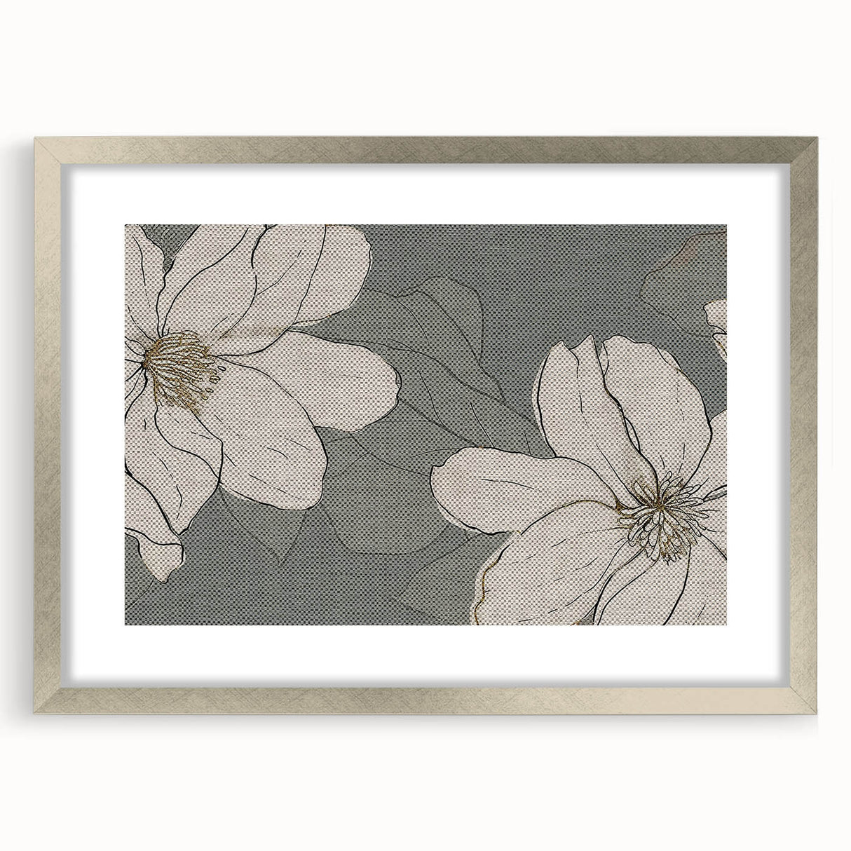Abstract wall art print showcasing a dynamic design of colorful strokes and lines, framed in a sleek silver frame with a white mat, perfect for modern decor.