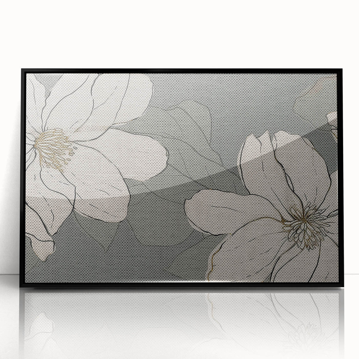 Framed wall art showcasing an abstract design of colorful strokes and lines, featuring a sleek black frame, perfect for modern decor enhancement.