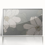 Framed acrylic wall art featuring an abstract design of colorful strokes and lines, set against a white background, ideal for modern home decor.