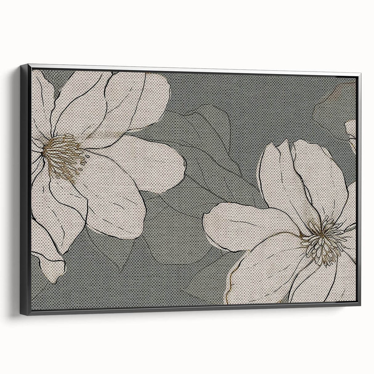 Framed canvas wall art featuring an abstract design with bold black strokes and lines, showcasing modern elegance and artistic flair, ideal for contemporary decor.