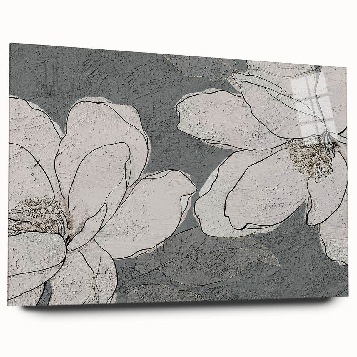 Abstract wall art featuring colorful strokes and lines in vibrant hues, showcasing a modern design on acrylic glass, perfect for contemporary home decor.