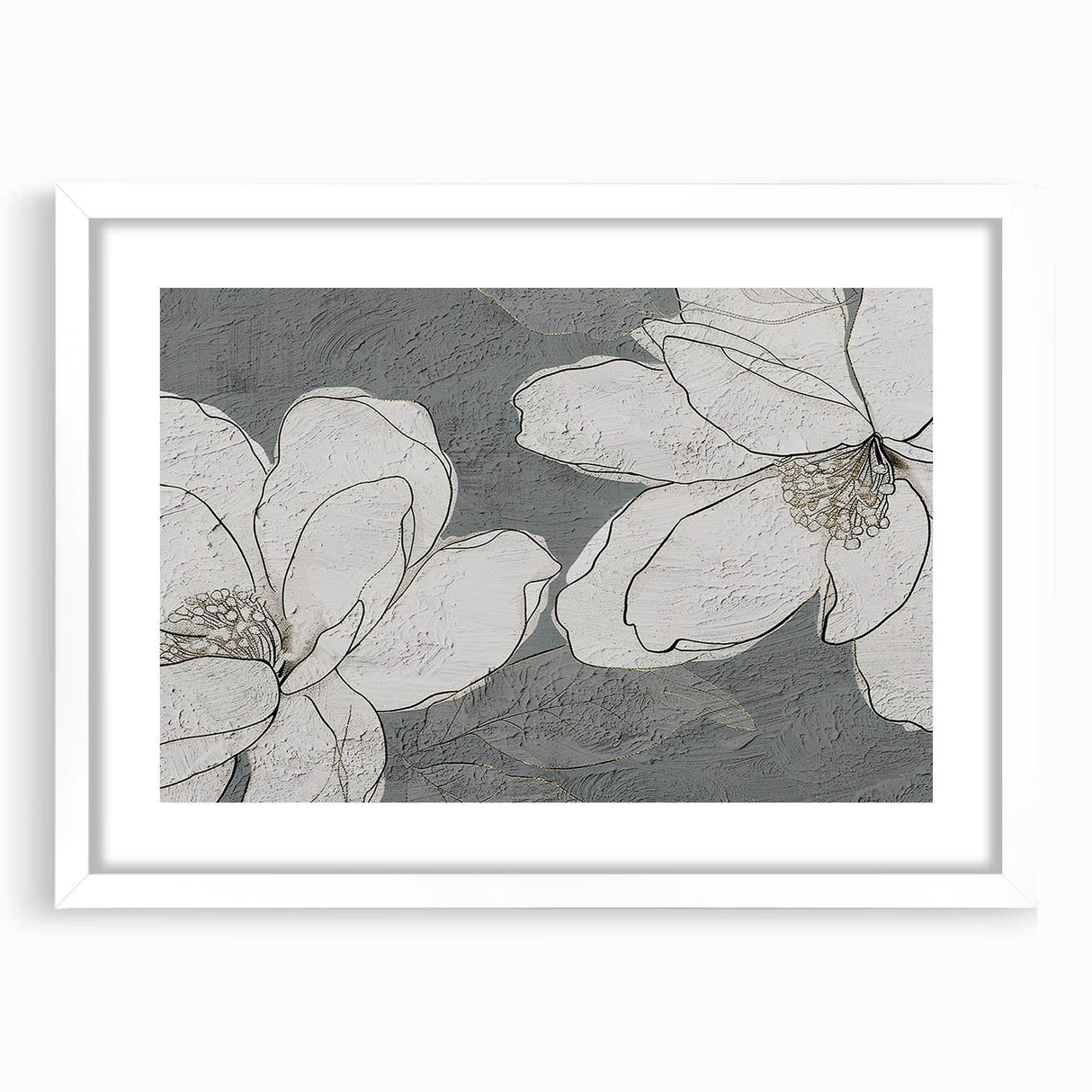 Abstract strokes and lines design in a modern wall art collection, featuring a white frame with mat, perfect for contemporary home decor. Ideal for living rooms or art enthusiasts.