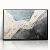 Framed wall art showcasing an abstract design with vibrant strokes and lines in black and white, enhancing modern decor aesthetics. Ideal for contemporary home interiors.