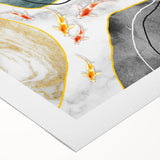 Abstract wall art design featuring vibrant strokes and lines in shades of blue, yellow, and red against a neutral background, perfect for modern decor.