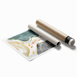 Abstract wall art print showcasing vibrant strokes and lines in shades of blue, yellow, and pink, ideal for modern home decor and artistic ambiance.