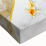 Close-up of a vibrant abstract strokes and lines design on stretched canvas, showcasing bold colors and intricate patterns, perfect for modern home decor.