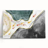 Abstract wall art featuring vibrant, colorful strokes and lines on a stretched canvas, perfect for modern home decor. The design showcases a harmonious blend of blues, oranges, and yellows, adding a dynamic touch to any space.
