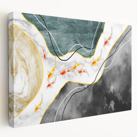 Abstract strokes and lines design on stretched canvas wall art, showcasing vibrant colors and intricate patterns, ideal for modern home decor aesthetics.