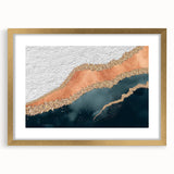 Abstract wall art featuring elegant strokes and lines in a sophisticated gold frame with a mat, perfect for modern decor. Ideal for enhancing living spaces with contemporary style.