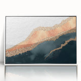 Framed abstract wall art featuring colorful strokes and lines in a modern design, showcasing a white frame that enhances the vibrant artwork, perfect for contemporary decor.