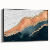 Framed canvas wall art featuring an abstract design of colorful strokes and lines, showcasing a modern aesthetic with a black frame, ideal for contemporary decor.