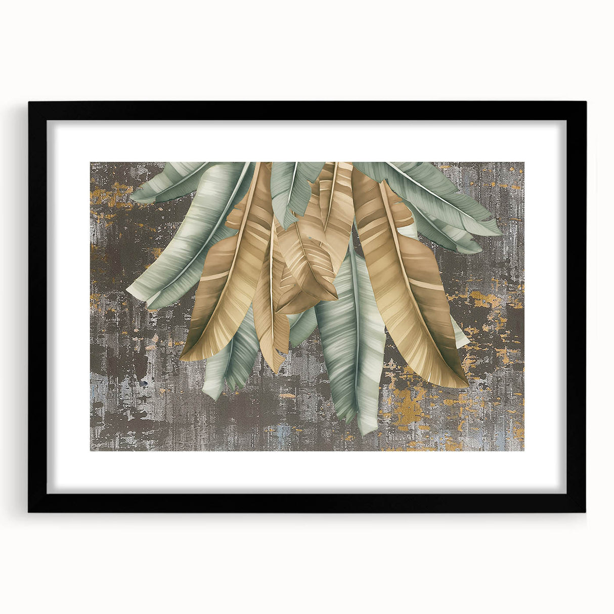 Abstract wall art featuring dynamic strokes and lines in a black frame with a mat, showcasing a modern design ideal for contemporary decor. Perfect for enhancing living spaces with a sophisticated touch.