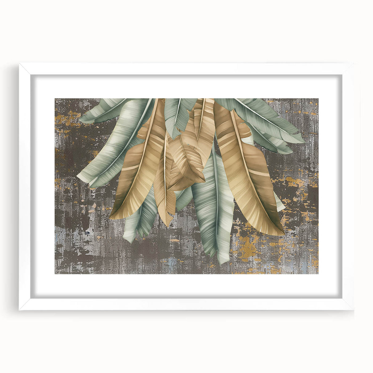 Abstract strokes and lines design wall art in a white frame with a mat, showcasing a modern aesthetic. Ideal for contemporary home decor or office spaces.