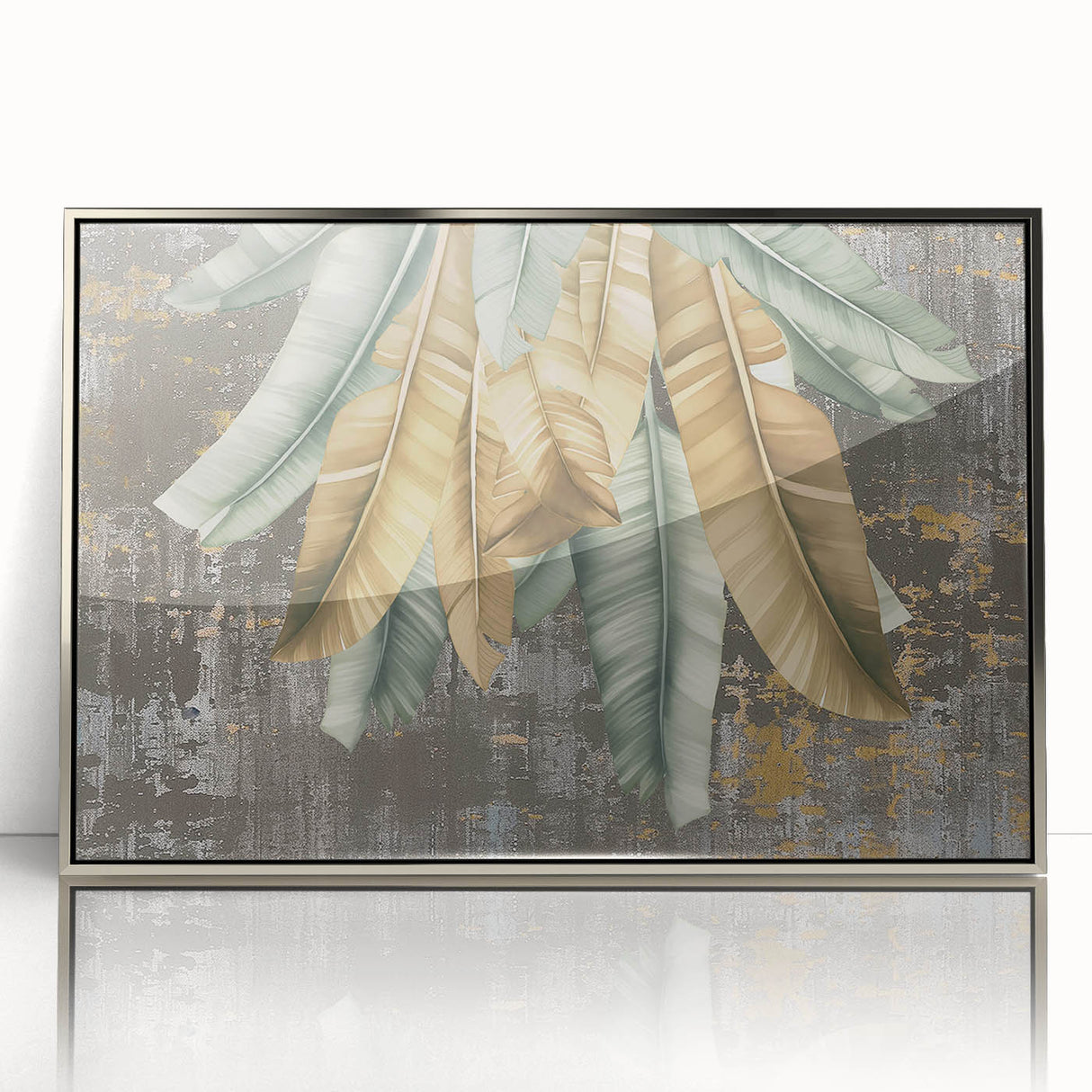 Framed abstract wall art featuring dynamic strokes and lines in silver and white, designed to enhance modern interiors with a contemporary touch.