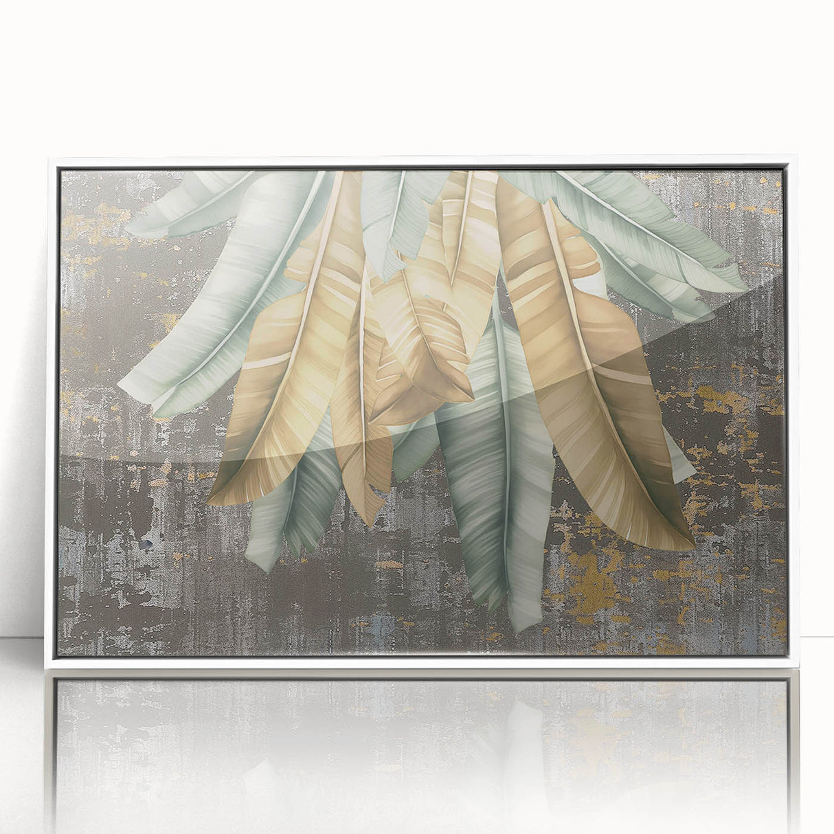 Framed acrylic wall art featuring an abstract design of colorful strokes and lines on a white background, perfect for modern home decor.
