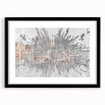 Abstract wall art design featuring bold strokes and lines in a modern aesthetic, framed in black with a white mat, perfect for contemporary home decor.