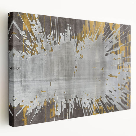 Abstract strokes and lines create a vibrant wall art design on stretched canvas, showcasing a blend of colors in a contemporary style, perfect for modern decor.