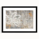 Abstract wall art featuring a modern design of colorful strokes and lines in a black frame with a white mat, perfect for contemporary home decor.