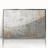 Framed acrylic wall art featuring an abstract design of colorful strokes and lines in silver tones, perfect for modern home decor. Ideal for enhancing contemporary spaces.