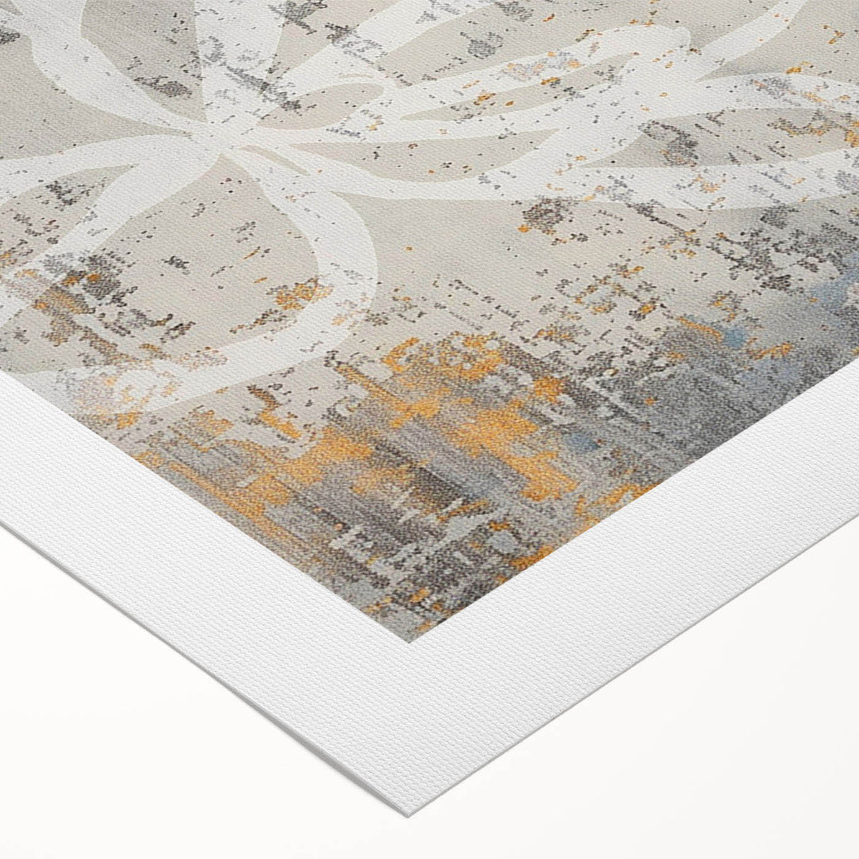 Abstract strokes and lines design in vibrant colors on rolled canvas, showcasing a modern artistic style. Perfect for contemporary home decor and wall art collection.