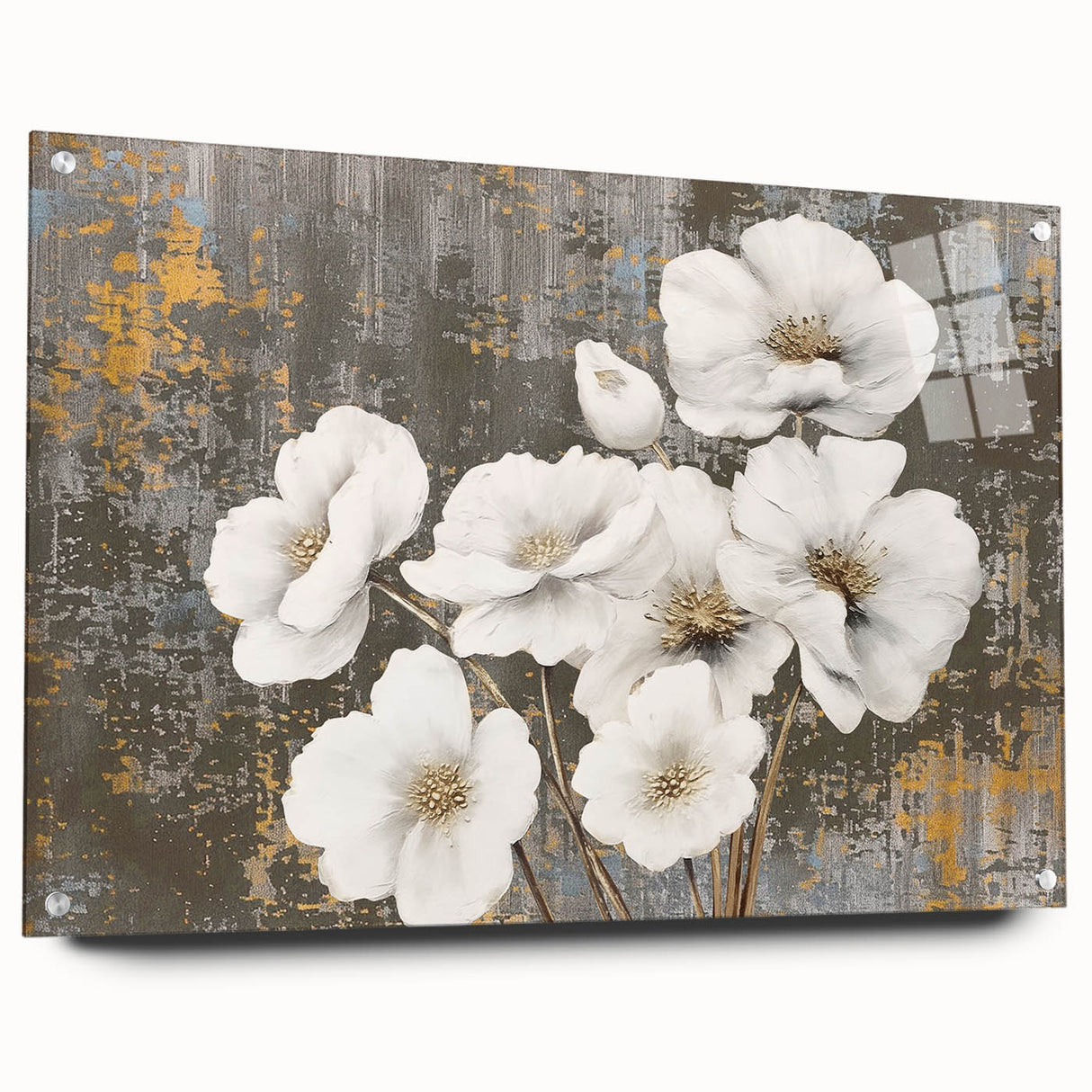 Abstract wall art featuring vibrant strokes and lines in a variety of colors, displayed in a side view with pins, ideal for modern home decor.