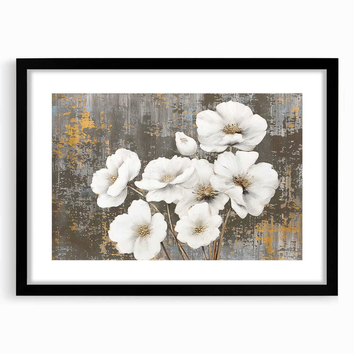 Abstract wall art featuring a modern design with vibrant strokes and lines in a black frame. Perfect for contemporary home decor to enhance any space.