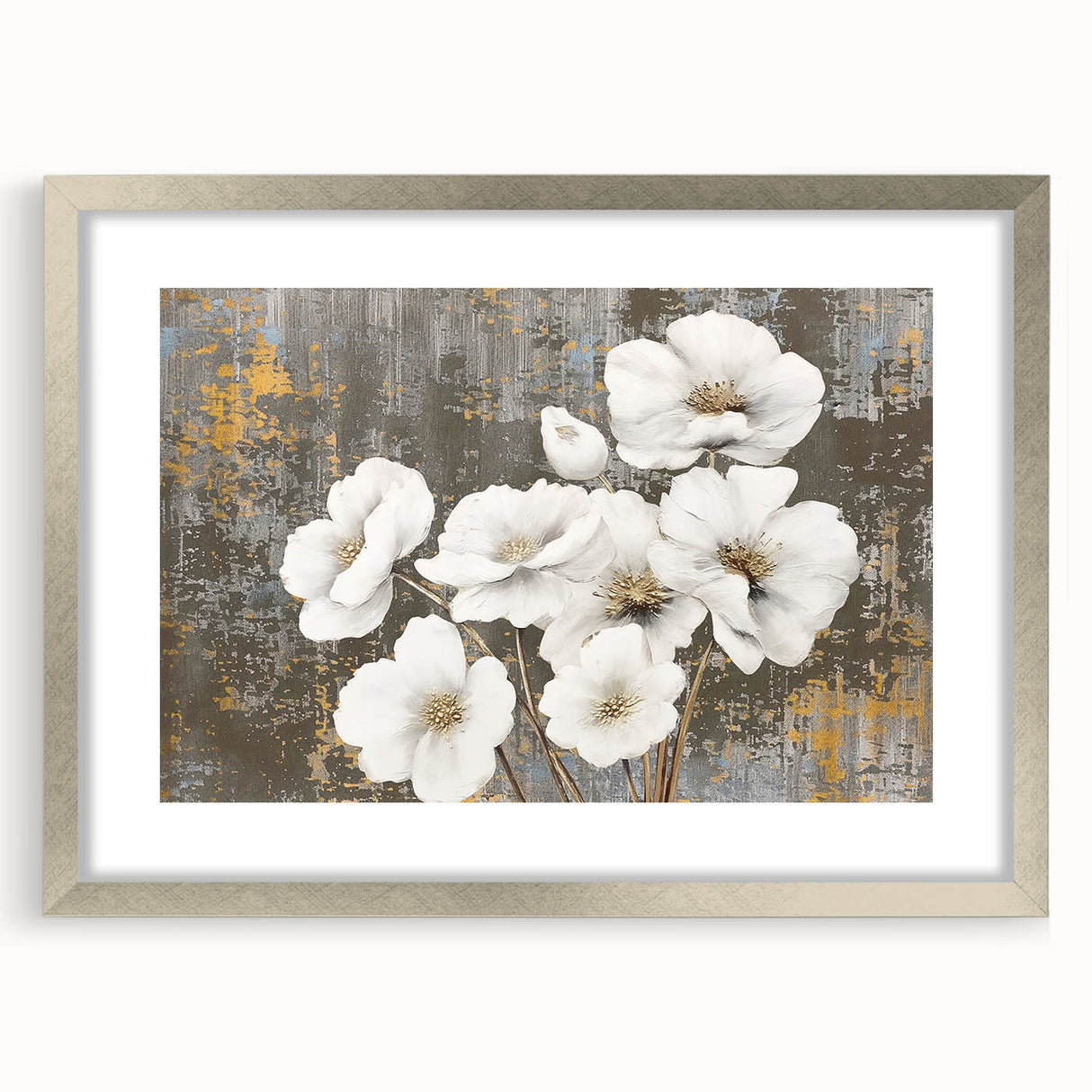 Abstract wall art framed in silver, showcasing dynamic strokes and lines in a contemporary design, ideal for modern interior decor and artistic expression.