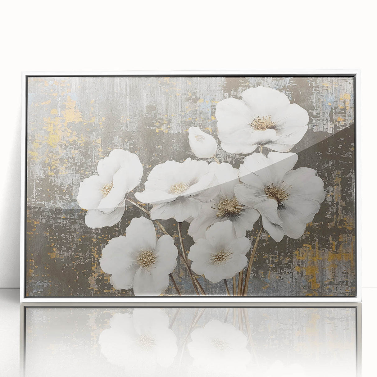 Framed abstract wall art showcasing vibrant strokes and lines in a contemporary design, featuring a sleek white frame, ideal for modern home decor.