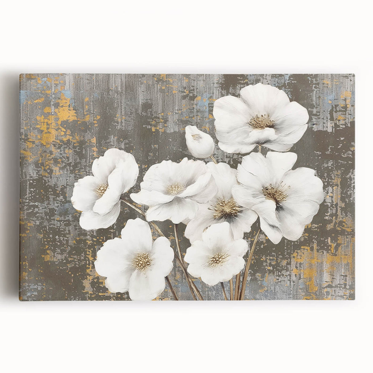 Abstract wall art featuring vibrant strokes and lines in a variety of colors, designed for modern decor, displayed on a stretched canvas. Ideal for enhancing interior spaces.