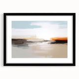 Abstract wall art featuring dynamic strokes and lines in a modern design, framed in black with a white mat, perfect for contemporary home decor.